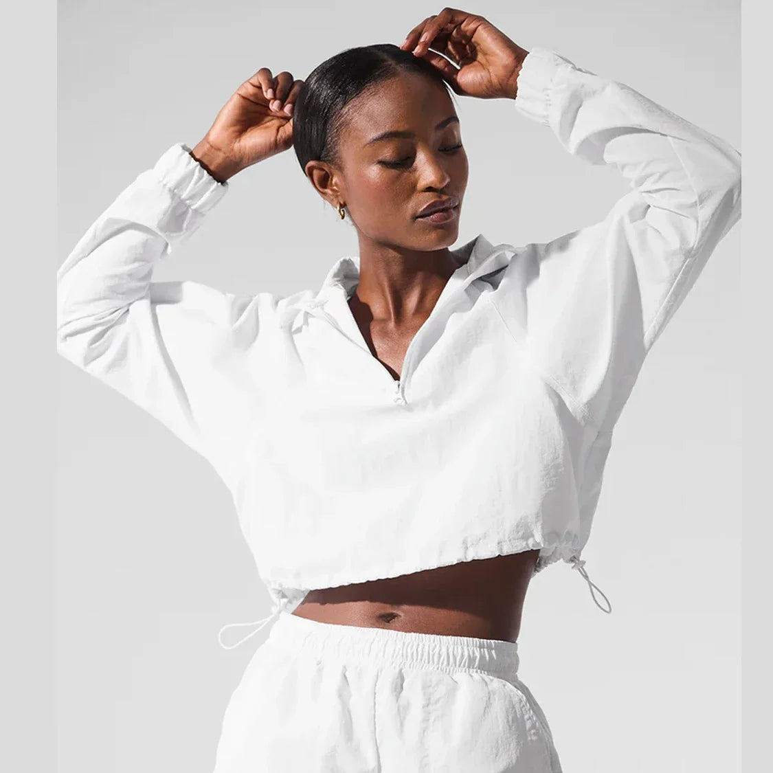 AL Sports Jacket Loose Fit Cropped 1/4 Zip Alumni Pullover Outdoor Leisure Short Top Thin Long Sleeved Breathable Shorts