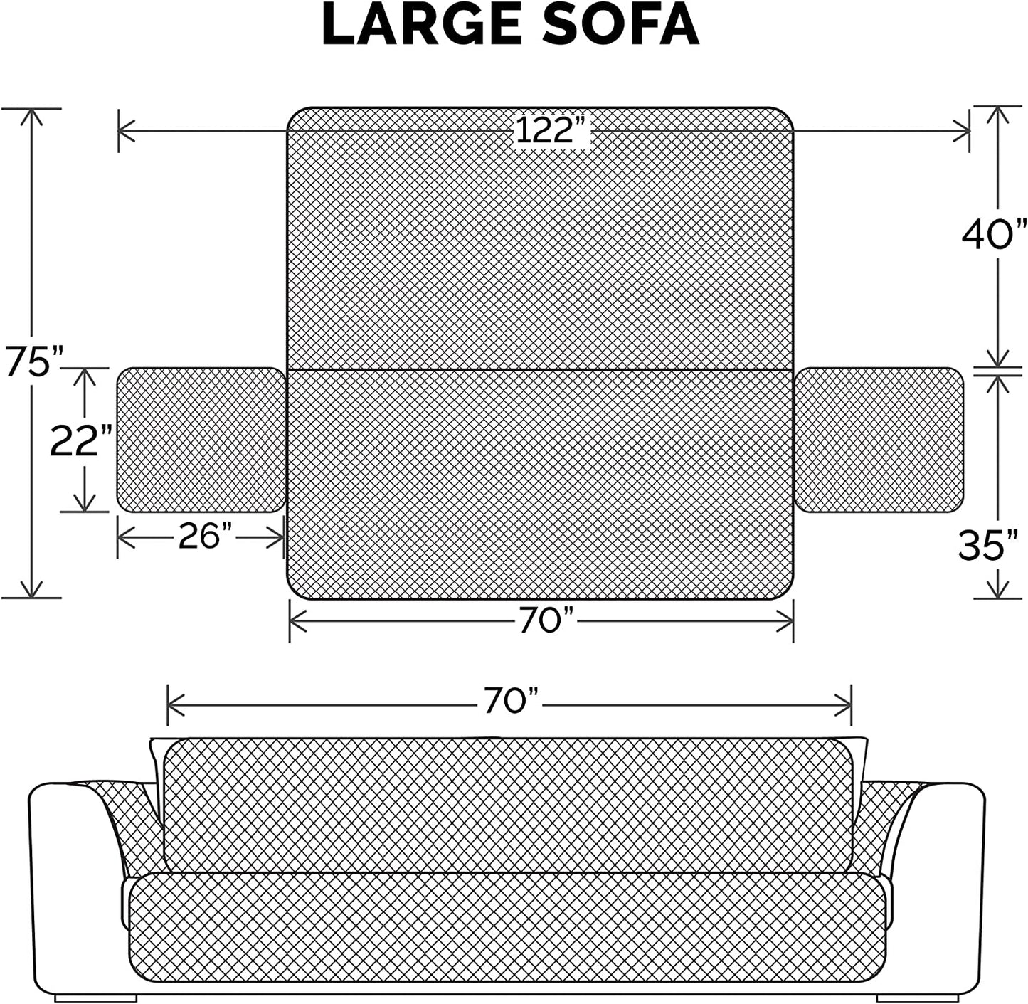 Reversible Water-Resistant Large Sofa Cover for Pets & Kids - Stylish Two-Tone Gray/Mist Quilted Protector