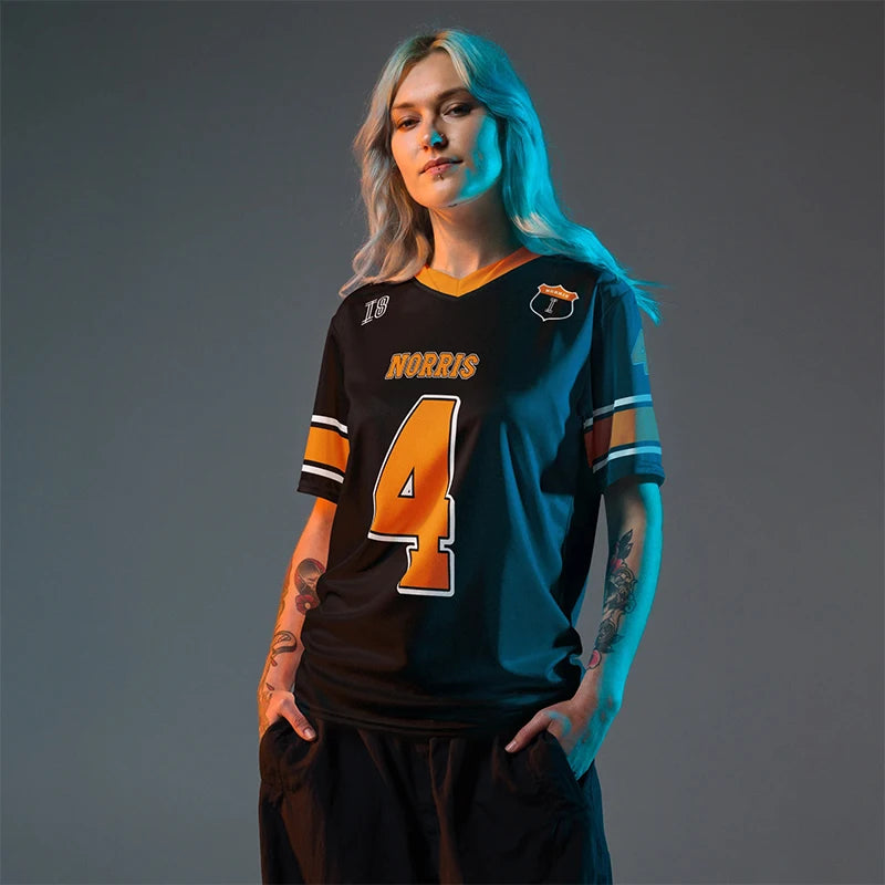 Men Women New Lando Norris Mclaren F1 Football Jersey Formula One Shirt V-Neck Breathable Quick Drying Short Sleeved T-Shirt