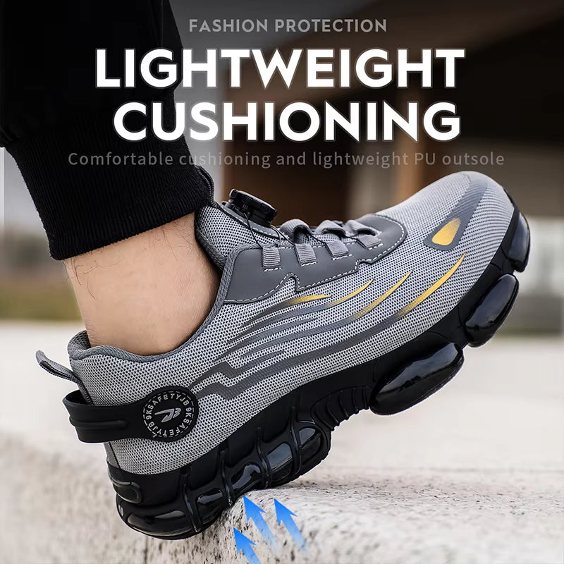Rotating Button Safety Shoes Men Anti-Smash Anti-Puncture Work Shoes Fashion Men Safety Sport Shoes Security Protective Bootsmen