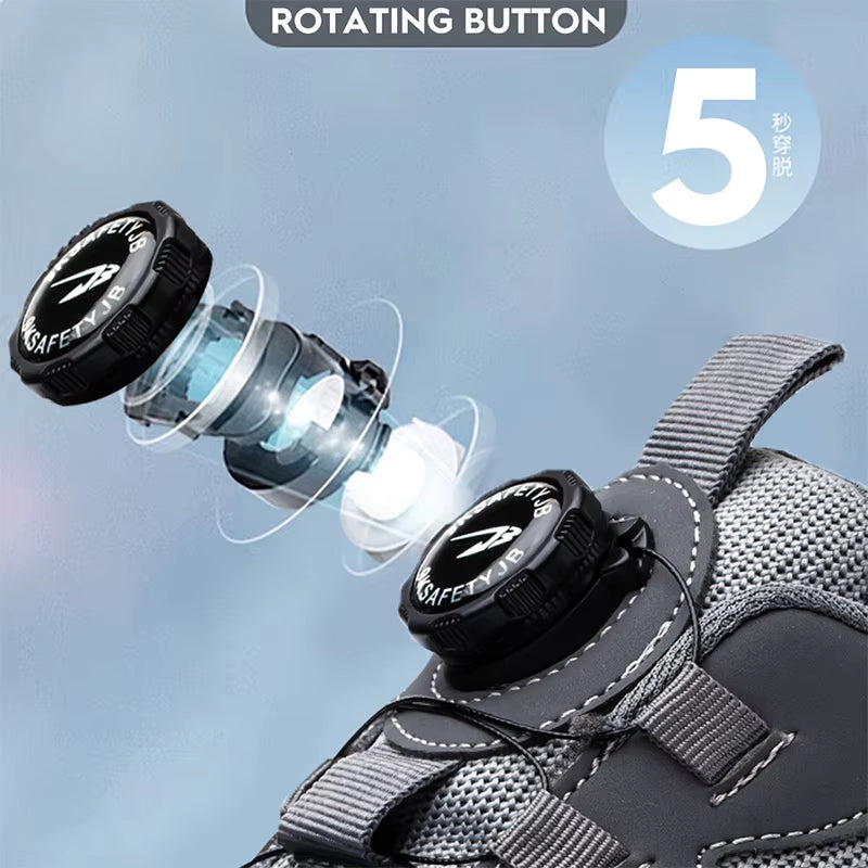 Rotating Button Safety Shoes Men Anti-Smash Anti-Puncture Work Shoes Fashion Men Safety Sport Shoes Security Protective Bootsmen