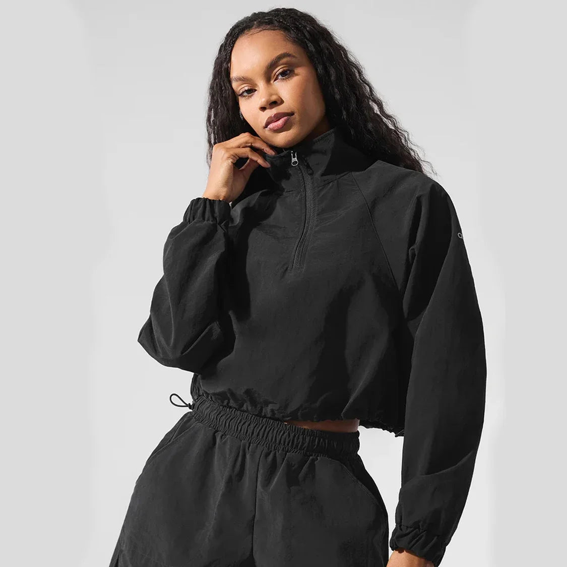 AL Sports Jacket Loose Fit Cropped 1/4 Zip Alumni Pullover Outdoor Leisure Short Top Thin Long Sleeved Breathable Shorts