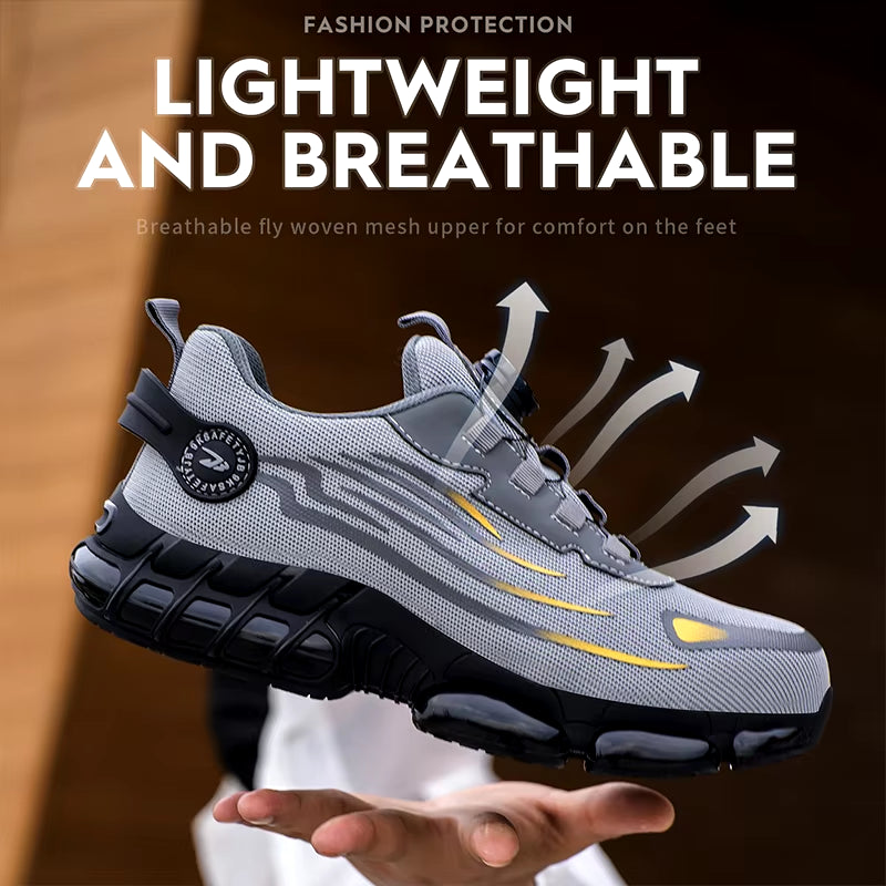Rotating Button Safety Shoes Men Anti-Smash Anti-Puncture Work Shoes Fashion Men Safety Sport Shoes Security Protective Bootsmen