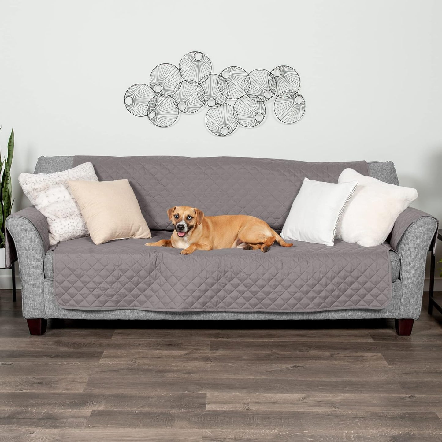 Reversible Water-Resistant Large Sofa Cover for Pets & Kids - Stylish Two-Tone Gray/Mist Quilted Protector