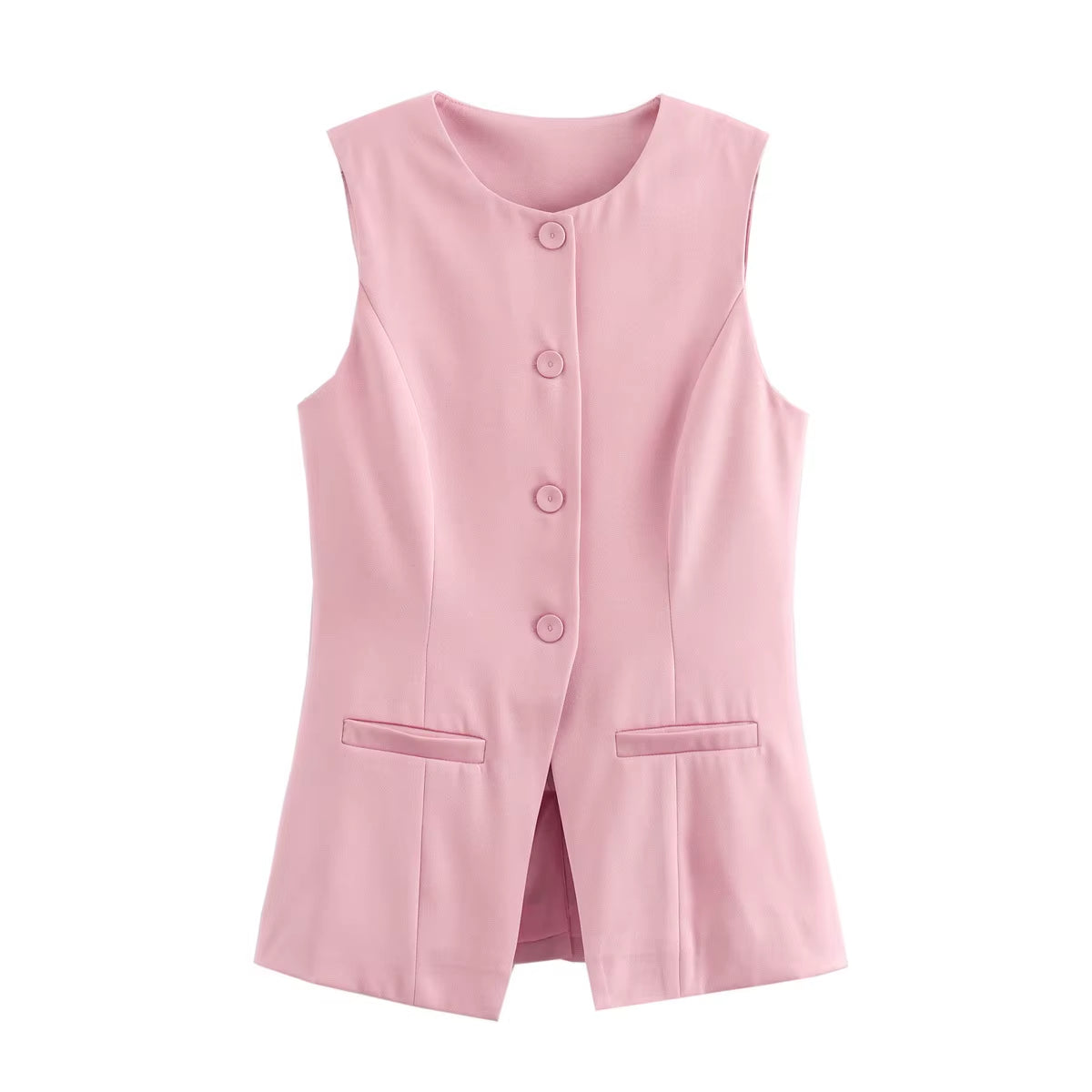 2024 White Sleeveless Vest Women Button Summer Vests for Women Jackets Pink Vest Top Women Streetwear Women'S Tailored Vest