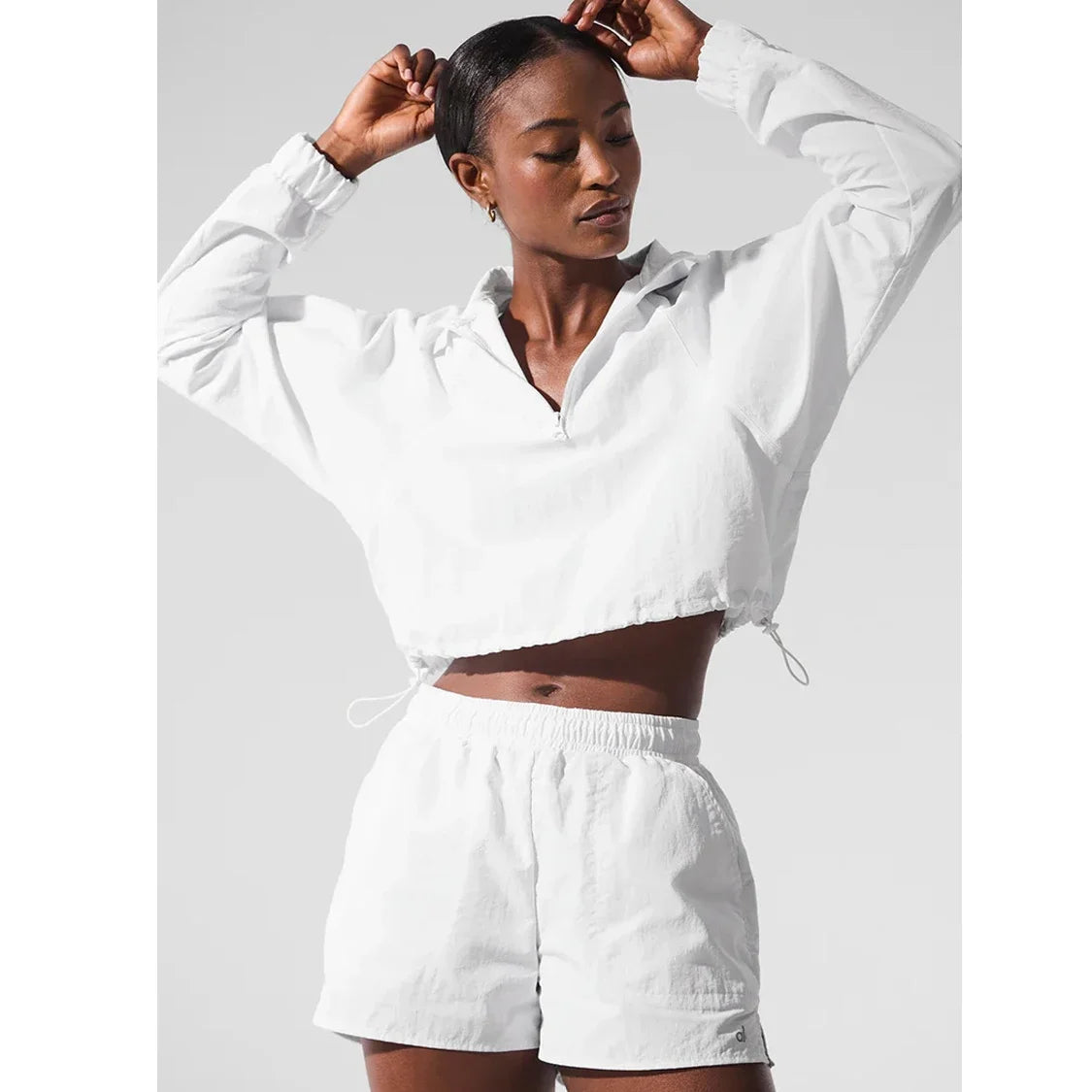AL Sports Jacket Loose Fit Cropped 1/4 Zip Alumni Pullover Outdoor Leisure Short Top Thin Long Sleeved Breathable Shorts