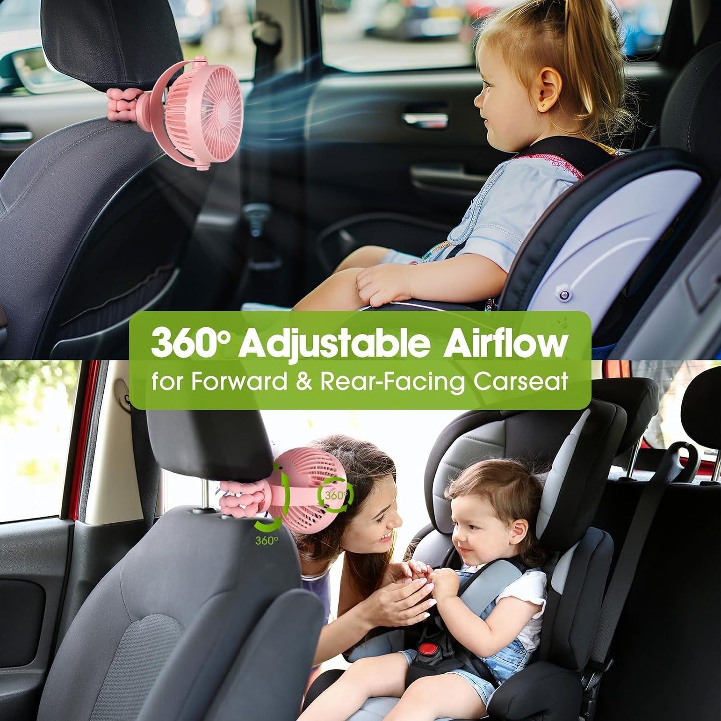 Pram Stroller Fan 20H Buggy Cooling Clip on Fan, Portable 4000Mah Battery Personal Fan for Pram Accessories Baby Cot Wagon Stroller Pushchairs Crib Bed Treadmill,Travel Holiday Essentials