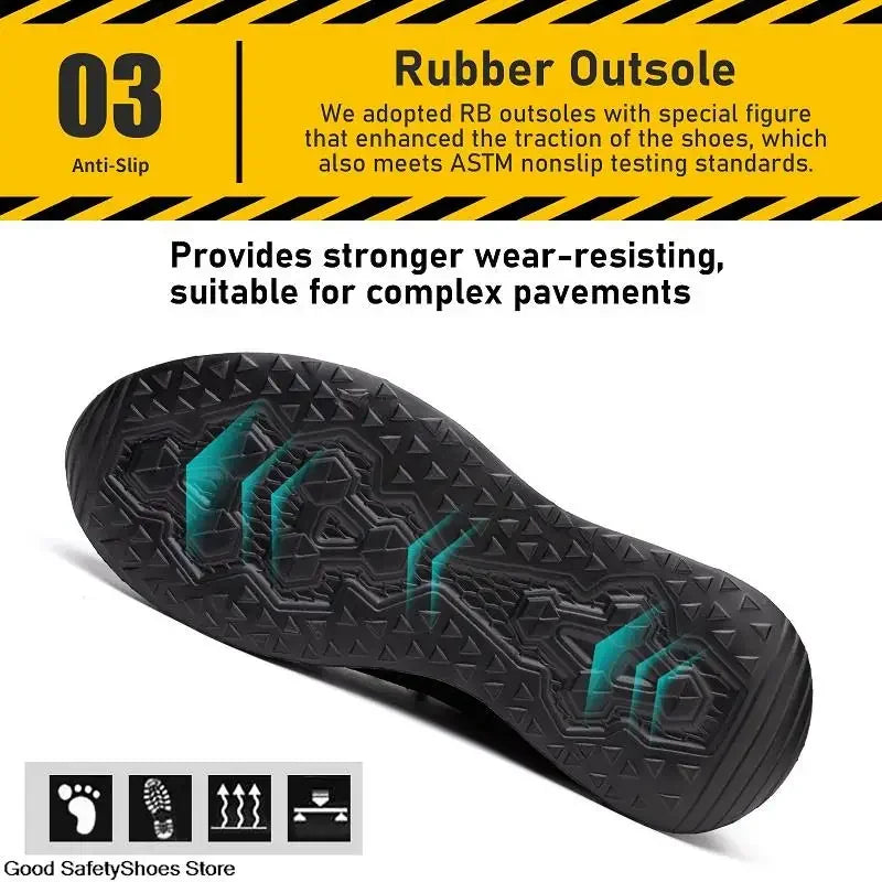 Safety Shoes Men for Work Sneakers Women Men Steel Toe Work Shoes Security Protective Shoes Lightweight Anti-Smash Anti-Puncture