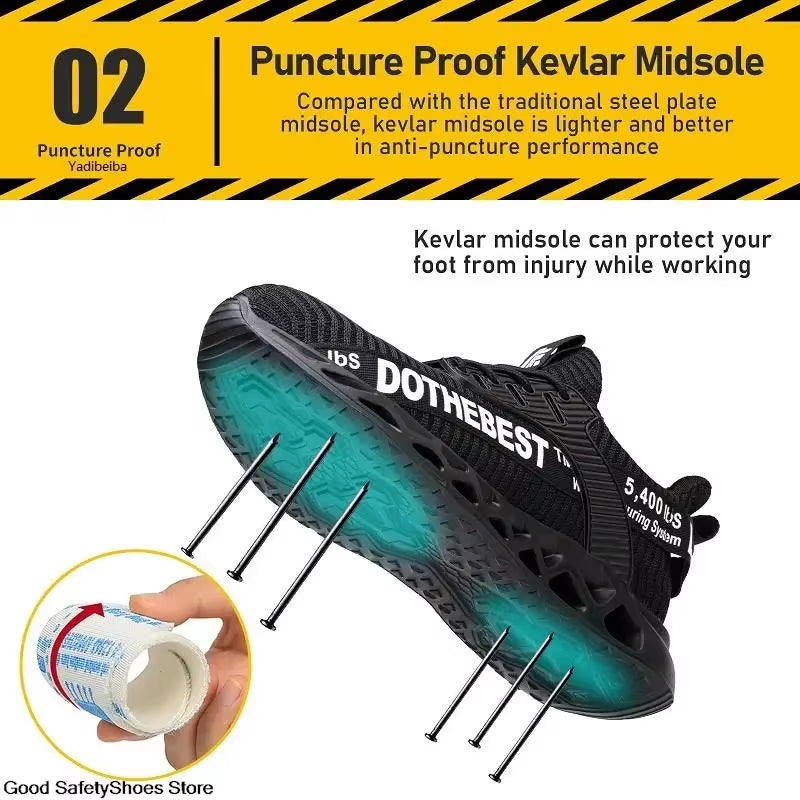 Safety Shoes Men for Work Sneakers Women Men Steel Toe Work Shoes Security Protective Shoes Lightweight Anti-Smash Anti-Puncture