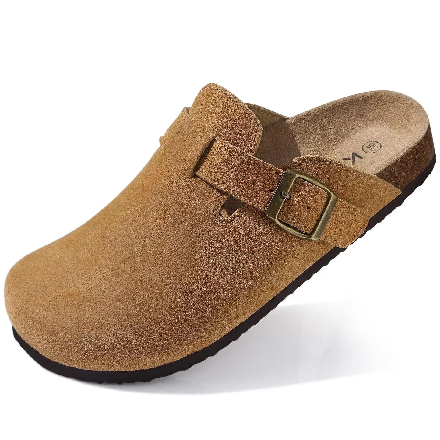 Fashion Clogs Slippers for Women Classic Suede Men Mules Cork Footbed Leather Potato Shoes with Arch Support Beach Slide