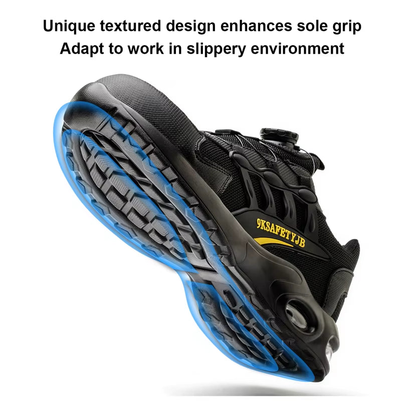 Men'S Rotating Button Safety Shoes Steel Toe Work Sneakers Indestructible Shoes Puncture-Proof Work Boots Air Cushion Men Boots