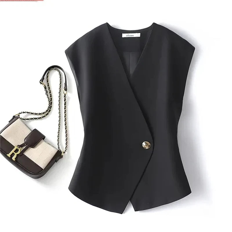 Women'S Blazer Vest Coat 2025 Spring Sleeveless Advanced Sense Ladies Vest Jacket Casual Appear Thin Fashion Lady Waistcoat