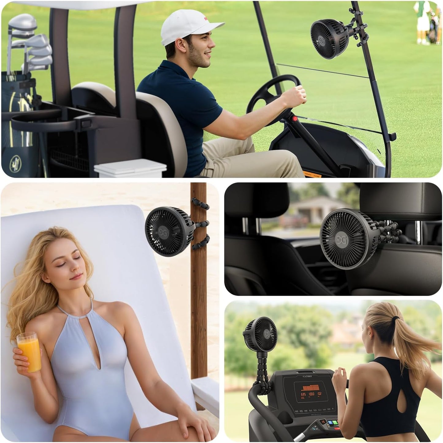 Large Stroller Fan Clip on for Baby, Flexible Tripod & Battery Powered Pram Fan, Portable Handheld Fan for Bedroom, Car Seat, Travel, Camping, Black