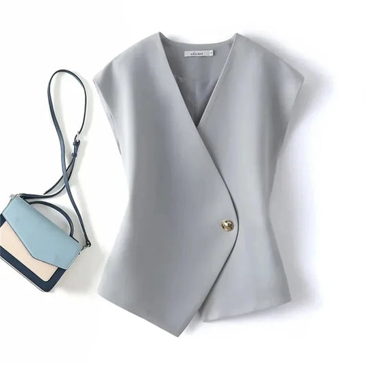 Women'S Blazer Vest Coat 2025 Spring Sleeveless Advanced Sense Ladies Vest Jacket Casual Appear Thin Fashion Lady Waistcoat