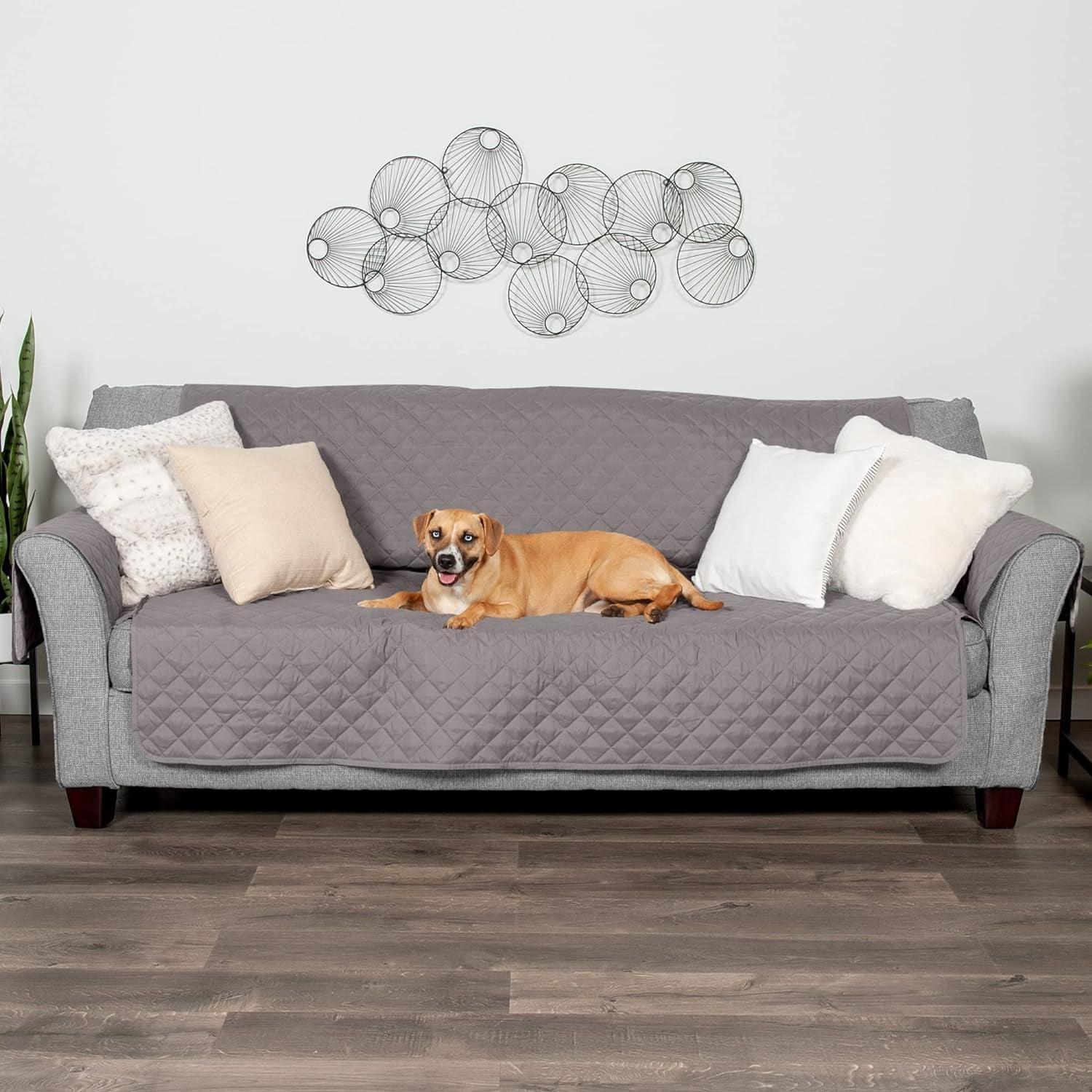 Reversible Water-Resistant Large Sofa Cover for Pets & Kids - Stylish Two-Tone Gray/Mist Quilted Protector