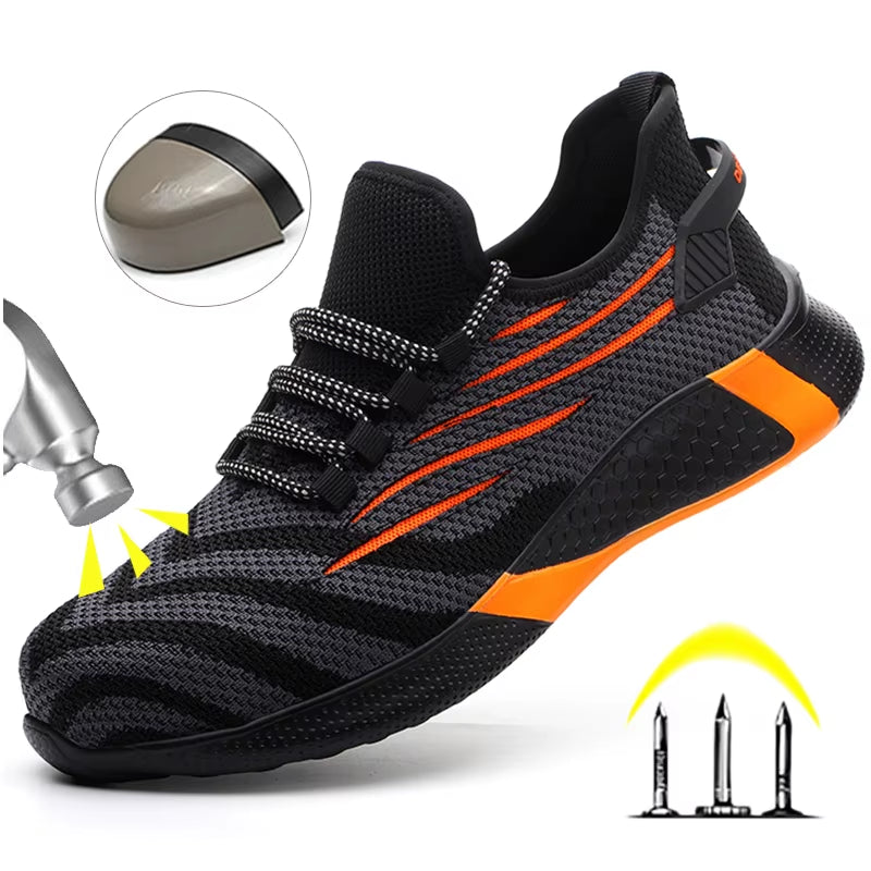 Men Work Safety Shoes Anti-Puncture Working Sneakers Male Indestructible Work Shoes Men Boots Lightweight Men Shoes Safety Boots
