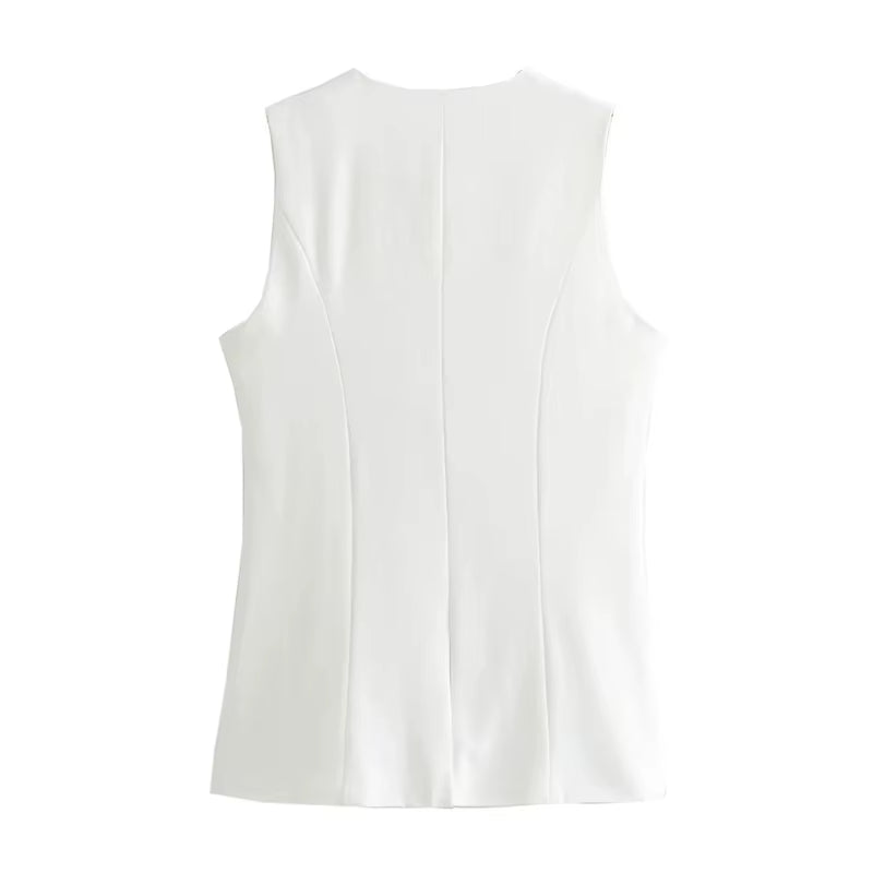 2024 White Sleeveless Vest Women Button Summer Vests for Women Jackets Pink Vest Top Women Streetwear Women'S Tailored Vest