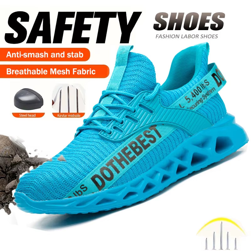 Safety Shoes Men for Work Sneakers Women Men Steel Toe Work Shoes Security Protective Shoes Lightweight Anti-Smash Anti-Puncture