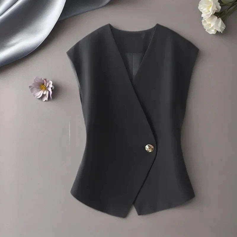 Women'S Blazer Vest Coat 2025 Spring Sleeveless Advanced Sense Ladies Vest Jacket Casual Appear Thin Fashion Lady Waistcoat