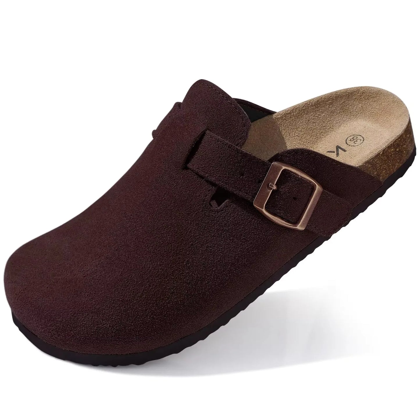 Fashion Clogs Slippers for Women Classic Suede Men Mules Cork Footbed Leather Potato Shoes with Arch Support Beach Slide