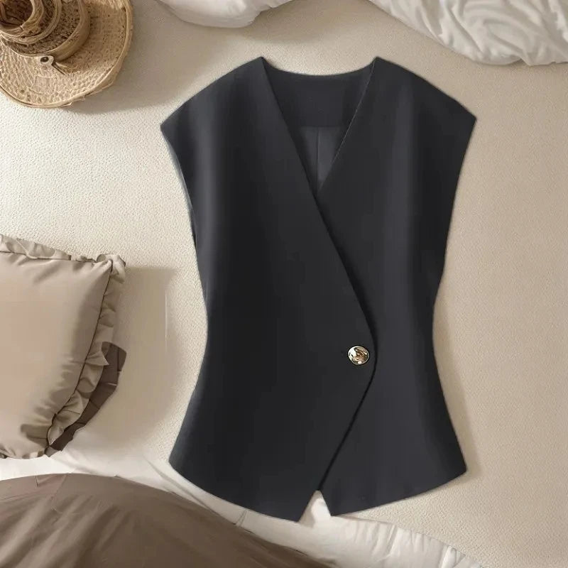 Women'S Blazer Vest Coat 2025 Spring Sleeveless Advanced Sense Ladies Vest Jacket Casual Appear Thin Fashion Lady Waistcoat