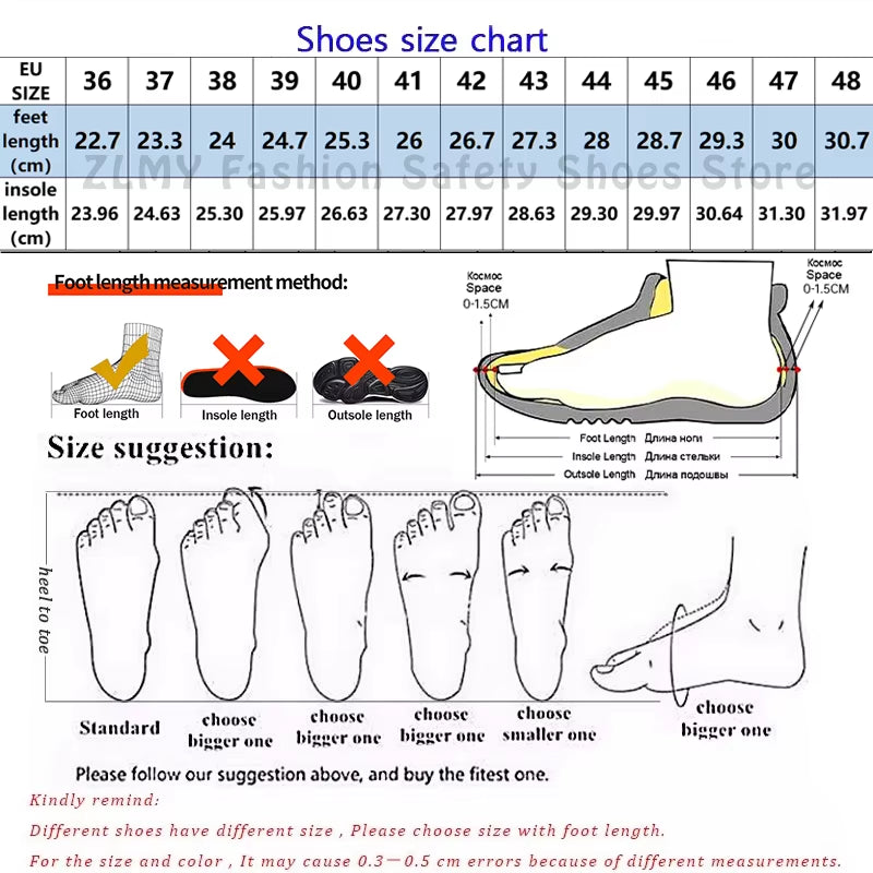 Fashion Safety Shoes Men Steel Toe Sneakers Puncture Proof Breathable Work Safety Boots Man Comfy Work Shoes Male Security Boots