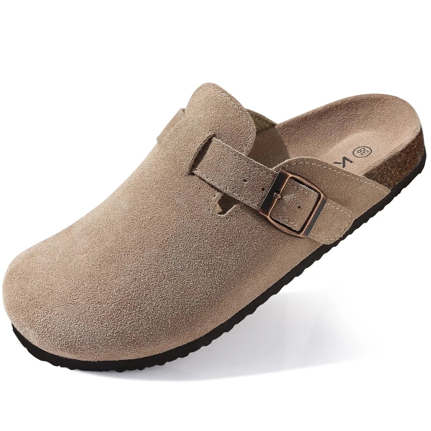 Fashion Clogs Slippers for Women Classic Suede Men Mules Cork Footbed Leather Potato Shoes with Arch Support Beach Slide
