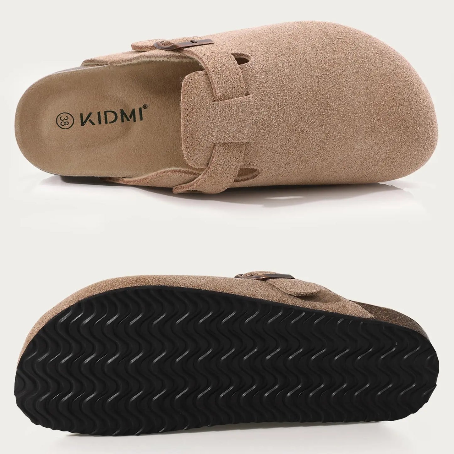Fashion Clogs Slippers for Women Classic Suede Men Mules Cork Footbed Leather Potato Shoes with Arch Support Beach Slide