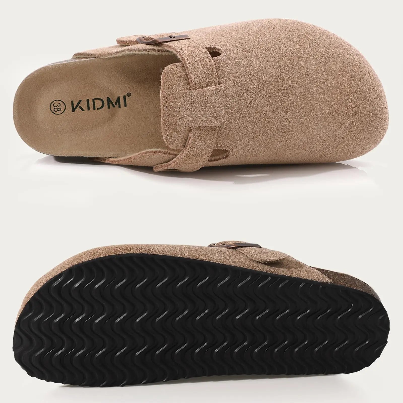 Fashion Clogs Slippers for Women Classic Suede Men Mules Cork Footbed Leather Potato Shoes with Arch Support Beach Slide