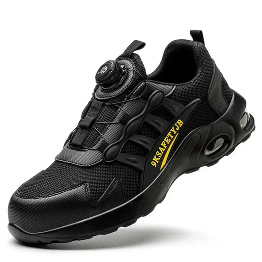 Men'S Rotating Button Safety Shoes Steel Toe Work Sneakers Indestructible Shoes Puncture-Proof Work Boots Air Cushion Men Boots