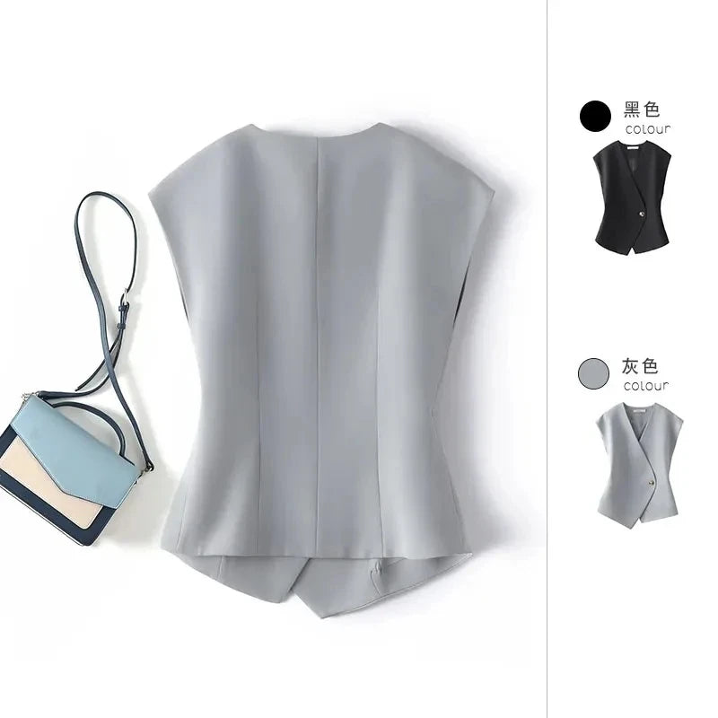 Women'S Blazer Vest Coat 2025 Spring Sleeveless Advanced Sense Ladies Vest Jacket Casual Appear Thin Fashion Lady Waistcoat