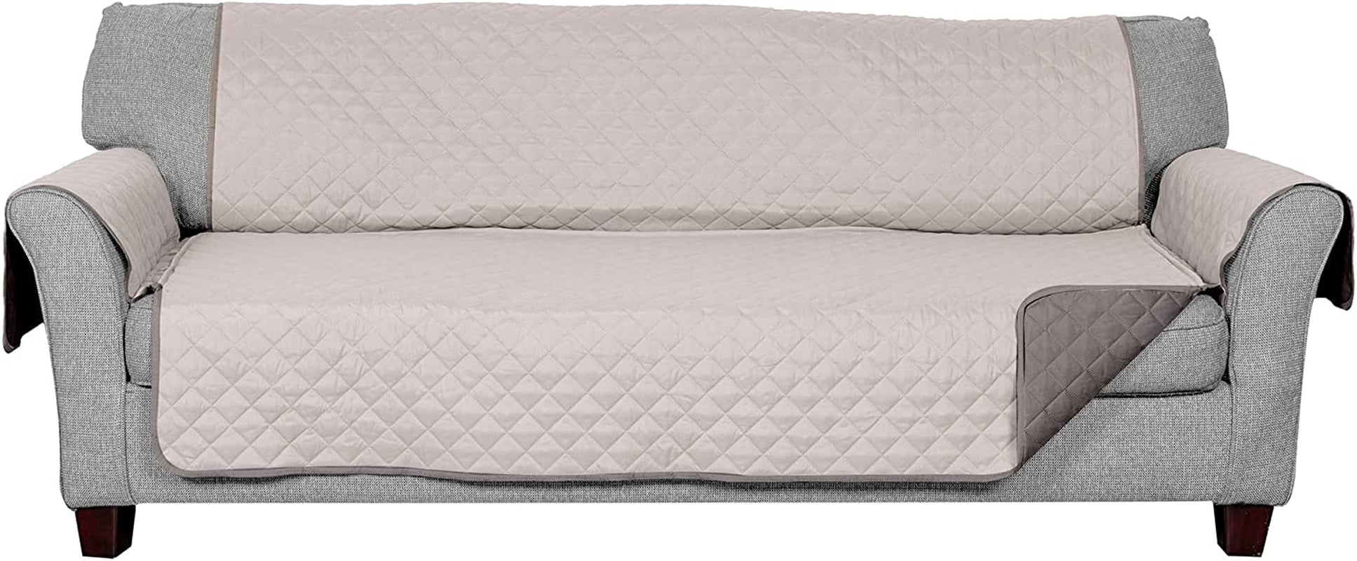 Reversible Water-Resistant Large Sofa Cover for Pets & Kids - Stylish Two-Tone Gray/Mist Quilted Protector